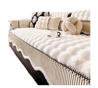 YANSHUYU Copridivano In Peluche Copridivano spesso con orlo curvo a contrasto, morbido e caldo asciugamano invernale for divano, for l'arredamento del soggiorno Copri Divano(White,70x70cm)
