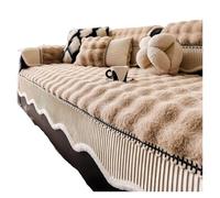 YANSHUYU Copridivano In Peluche Copridivano spesso con orlo curvo a contrasto, morbido e caldo asciugamano invernale for divano, for l'arredamento del soggiorno Copri Divano(Khaki,70x120cm)