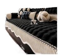 YANSHUYU Copridivano In Peluche Copridivano spesso con orlo curvo a contrasto, morbido e caldo asciugamano invernale for divano, for l'arredamento del soggiorno Copri Divano(Black,90x210cm)