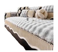 YANSHUYU Copridivano In Peluche Copridivano spesso con orlo curvo a contrasto, morbido e caldo asciugamano invernale for divano, for l'arredamento del soggiorno Copri Divano(Light Grey,110 * 210cm)