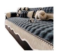 YANSHUYU Copridivano In Peluche Copridivano spesso con orlo curvo a contrasto, morbido e caldo asciugamano invernale for divano, for l'arredamento del soggiorno Copri Divano(Black Grey,90x240cm)