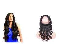 YanT HAIR capelli brasiliani vergini 360 pizzo frontale chiusura parte libera corpo onda capelli umani 1 pezzo 52 pollici colore nero naturale confezione da 1