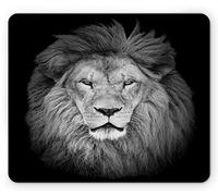 Yanteng Mouse Pad Safari, Enorme Testa di Leone Africano Maschio con Mane Fure su Sfondo Scuro Monocromatico, Mousepad in Gomma Antiscivolo di Dimensioni Standard rettangolo, dimgray Nero