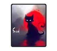 Yanteng Precisione Cucita e Resistente Red Sun Black Cat Creazione di tappetini per Mouse Tappetino per Mouse Impermeabile con Base in Gomma Antiscivolo per