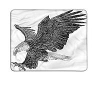 Yanteng (tappetino per il mouse) Animal slimline Mousepad Bald Eagle Swoop Disegnato a mano Sketchy Figure Flying Hunter Selvaggio Artworkart d Mousepad Nero Pale Grey