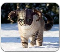 Yanteng Tappetino per mouse da gioco Gatto Dragonborn Animal Fluffy Tappetino per mouse Nordic Snow Maestoso con suola nordica