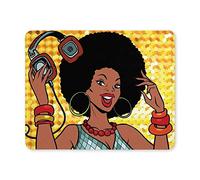 Yanteng Tappetino per Mouse da Gioco, Mouse Pad Rectangle African American Woman Dj con Tappetino per Mouse da Gioco in Gomma Antiscivolo