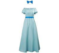 YANVS Donne Wendy Cosplay Costume Halloween Femminile Principessa Vestito Cintura Bow Tiara Set, Blu, XS