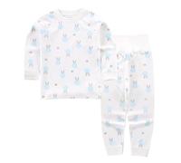 YANWANG 100% Cotone Pigiama Set a Maniche Lunghe per Bambini e Ragazzi Ragazze（1-2 Anni，White Rabbit）