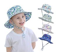YANWANG Cappello da Sole a Secchiello Regolabile per Bambini, Cappello da Spiaggia con Protezione Solare UPF 50+ per Bambini Ragazzi Ragazze(Dinosaurs,6-24Months)