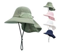 YANWANG Cappello da Sole per Bambini Cappelli Estivi con Protezione UPF 50+ Cappelli da Spiaggia a Tesa Larga per Bambini Ragazze e Ragazzi (M:2-6 Anni,Verde Militare)