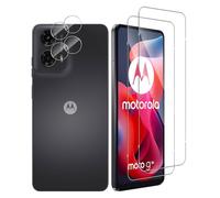 Yanwom Pellicole Protettive per Motorola Moto G24 / G04 / G04S / E14 Vetro Temperato e Pellicola Fotocamera Posteriore [2+2 Pezzi], Senza Bolle, Durezza 9H, Antigraffio Protettiva Protezione Schermo