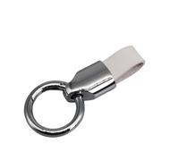 yanwuwa Accessorio robusto Kirsite di progettazione compatta di portachiavi dell'automobile del cuoio genuino di finitura opaca per le chiavi automatiche, Bianco argento, M