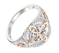 yanwuwa Anelli in rame a forma geometrica con zircone a doppia tonalità per un comodo uso tutto il giorno nelle taglie da 6 a 10 eleganti anelli in rame a forma geometrica, One Size, come descritto
