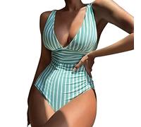yanwuwa Bikini con scollo a V Moda Costume da bagno a righe Comodo Bikini Scava Fuori Piccolo Petto Beachwear A Righe Donna Costumi Da Bagno Costume Da Bagno Un Pezzo Push Up Controllo Della Pancia