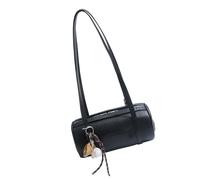 yanwuwa Borsa a tracolla a forma di cilindro per le donne 2025 borse ascelle alla moda borsa a tracolla in pelle PU borsa a tracolla borsa da sera borsa a tracolla cilindrica, Nero , Have pendants