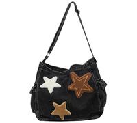 yanwuwa Borsa a tracolla estetica Bella Star Crossbody Bag Studente Scuola Denims Messaggeri per donne quotidiane Star Messenger Grande Capacità Denims Tracolla, Nero