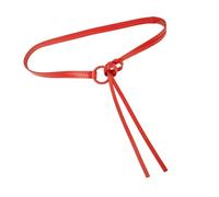 yanwuwa Cintura intrecciata in finta pelle di alta qualità con clip rotonda liscia cinghia flessibile in vita adatta per abiti formali informali cintura sottile ventilata, Rosso, Taglia unica