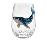 yanwuwa Decorativo Stemless Rocks Glass, Whale 2D Plane | Tazza trasparente ispirata alla costa, hosting casual, monodose per versare visibili, stile tavolo