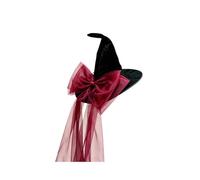yanwuwa Drammatico cappello da strega a punta con dettaglio fiocco oversize | Copricapo nero per lo styling del palcoscenico e per feste