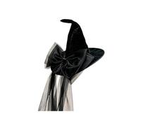 yanwuwa Drammatico cappello da strega a punta con dettaglio fiocco oversize | Copricapo nero per lo styling del palcoscenico e per feste