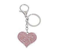 yanwuwa Portachiavi a forma di cuore scintillante con strass accento lega design borsa appeso decorazione per le donne dando, Bianco K Light P, M