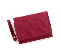 yanwuwa Portafoglio corto da donna in pelle PU porta carte di credito moda piccole portamonete portamonete tasca per il cambiamento aziendale per ragazze, Rosso grande