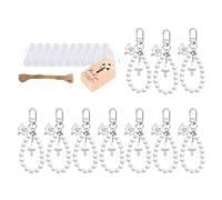yanwuwa Set portachiavi con perle e croci con dettagli in perle e sacchetti in organza per battesimo, bomboniere, matrimoni, baby shower, regali per ospiti, croci portachiavi, bomboniere di nozze