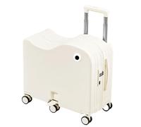 yanwuwa Valigia Rideable Hard Shell, Bianco latte, 45,7 cm, Bellezza di | Base a sei ruote, maniglia di tiro, uso quotidiano di viaggio in aeroporto familiare