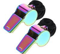 Yanxiaohong 2 fischietti sportivi in acciaio inox con cordino, fischietto in metallo per insegnanti, fischietto colorato per zaino, fischietto sportivo di emergenza, adatto per allenatori, arbitri