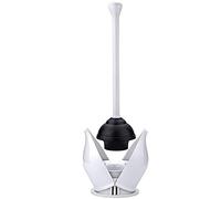 YANXUS Stantuffo WC a scomparsa con contenitore, stantuffo per bagno con supporto, resistente stantuffo WC con supporto, bianco