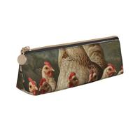 YANYU A Brood of Chickens - Astuccio funzionale con stampa di galline, grande capacità, 20,3 x 5,6 x 6,1 cm, astuccio triangolare con cerniera