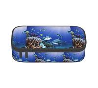 YANYU Astuccio con stampa di squalo che nuota sotto il mare, 21 x 5 x 9 cm, per penne, matite, piccoli oggetti, Nero, One Size