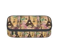YANYU Astuccio con stampa Torre Eiffel Parigi, 21 x 5 x 9 cm, per penne, matite, piccoli oggetti, Nero, One Size