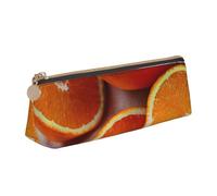 YANYU Astuccio funzionale con stampa di frutta arancia fresca grande capacità 8,3 x 2,2 x 2,4 pollici triangolo sacchetto con cerniera, Bianco, One Size
