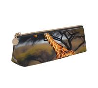 YANYU Astuccio funzionale con stampa di giraffa africana maestosa albero, grande capacità, 20,3 x 5,6 x 6,1 cm, astuccio triangolare con cerniera