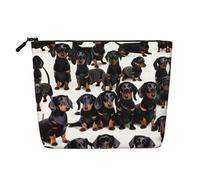 YANYU Bassotto Weiner Pet Dog Stampa Singolo Strato Trucco Borsa Impermeabile Viaggio Cosmetici Organizer Grande Capacità, nero, Taglia unica