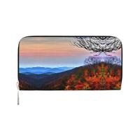 YANYU Blue Ridge Mountains - Portafoglio da donna in pelle con stampa di montagne, stile casual e da viaggio, per tutte le occasioni, nero, Taglia unica, Arte