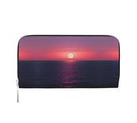 YANYU Bright Moon at Sea Hippie Print Portafoglio da donna in pelle casual e da viaggio per tutte le occasioni, nero, Taglia unica, Arte
