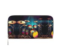 YANYU Cool Drums Set Portafoglio in Pelle Stampa Pochette da Donna Casual e Viaggio Uso Tutte Le Occasioni Portafoglio, nero, Taglia unica, Arte