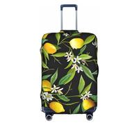 Yanyu Copertura universale per valigia, con stampa di limoni e fiori, elastica, lavabile, da viaggio, per adulti, bianco, Medium
