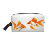 YANYU Cute goldfish Print Travel Toiletry Bag Zip Storage Bags con maniglie Organizzatore cosmetico portatile, bianco, Taglia unica