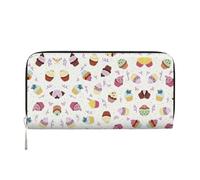 YANYU Delicious Cupcakes - Portafoglio da donna in pelle con stampa di cupcake, stile casual e da viaggio, per tutte le occasioni, nero, Taglia unica, Arte