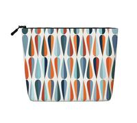 YANYU Mid Century Modern Retro con Stampa a Forma di Goccia Borsa per il Trucco a Strato Singolo Impermeabile Organizzatore Cosmetico Da Viaggio, nero, Taglia unica