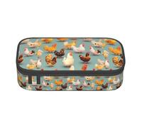 YANYU Simpatico astuccio con stampa di pollo che cammina, 21 x 5 x 9 cm, per penne, matite, piccoli oggetti, nero, taglia unica, Nero , Taglia unica