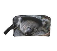 YANYU Sleeping koala cap Print Travel Toiletry Bag Zip Storage Bags con maniglie Organizzatore cosmetico portatile, bianco, Taglia unica