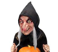 yanzisura Maschera Da Strega Di Halloween, Maschera Horror Di Halloween Con Capelli, Maschera Da Strega In Lattice, Maschera Di Halloween Per Adulti, Costume Cosplay Di Halloween Per Adulti