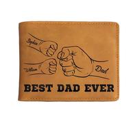yanzisura Portafoglio multi-slot da uomo - Best Dad Ever maschio multi-slot borsa in pelle PU borsa per il nonno per la festa del papà compatto stile corto, Marrone, Refer to description, Unisex