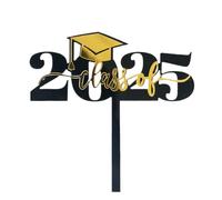 yanzisura Topper per cupcake di laurea 2025, in acrilico, nero e oro, per aperitivi fotografici, per casa, scuola, bambini, università, asilo, celebrazioni