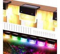 YAOBLUESEA Confezione da 6 Luci Solari per Giardino Esterno, Luci Recinzione a LED Impermeabili con 2 Modalità (RGB/Bianco Caldo) Luci per Gradini Luce Esterna per Cortile, Illuminazione Decorazione